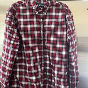 Ralph Lauren Red and White Plaid Button-Down Shirt